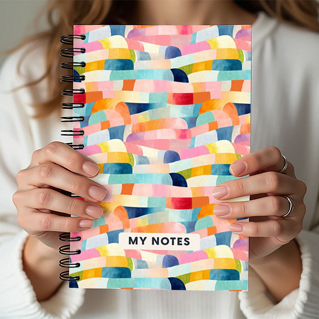 Colourful Abstract Stripes A5 Spiral Notebook, Lined Journal for Creative Writing