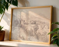 Classical Italian Landscape with River and Mountains Art Print