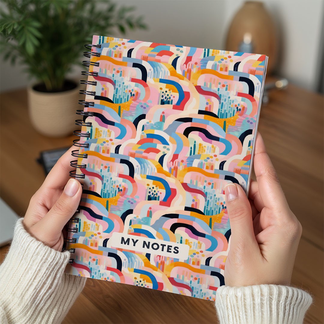 Colourful Abstract City Spiral Notebook A5 Lined Journal for Creative Writing