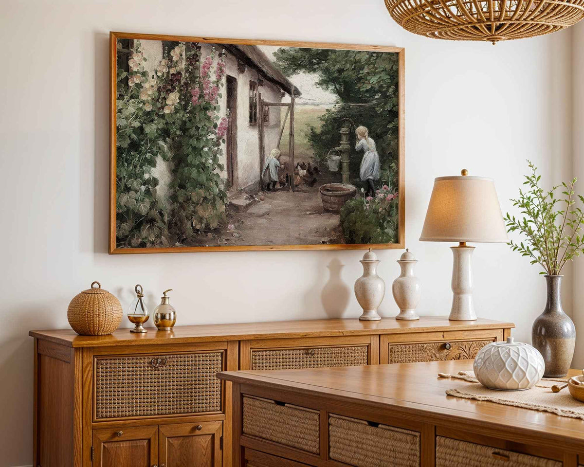 Cottage Garden with Roses Print