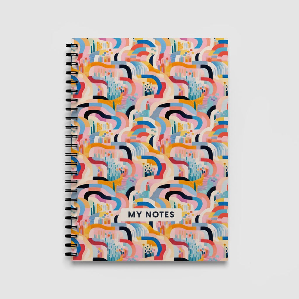 Colourful Abstract City Spiral Notebook A5 Lined Journal for Creative Writing