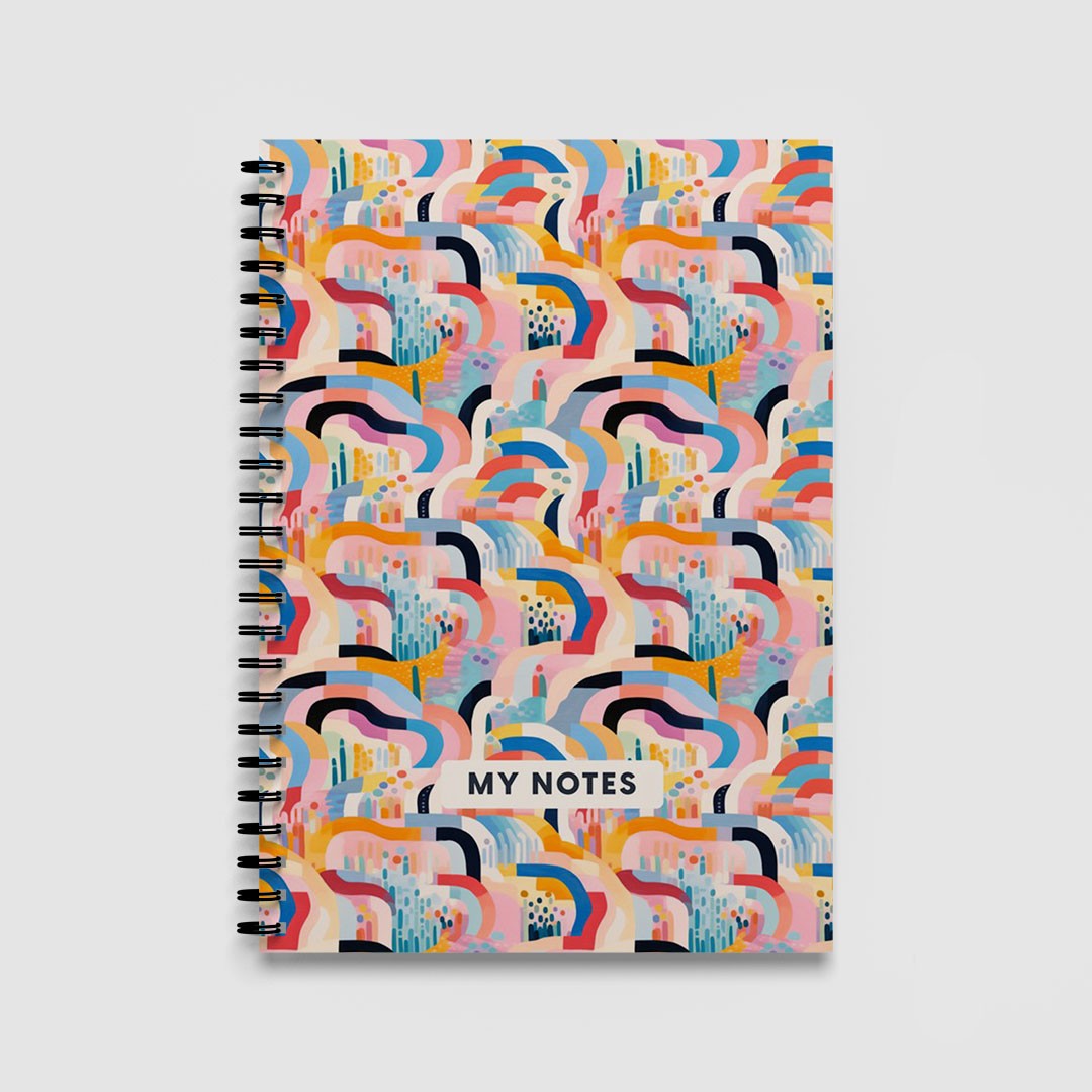 Colourful Abstract City Spiral Notebook A5 Lined Journal for Creative Writing