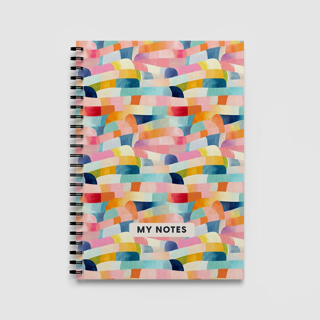 Colourful Abstract Stripes A5 Spiral Notebook, Lined Journal for Creative Writing