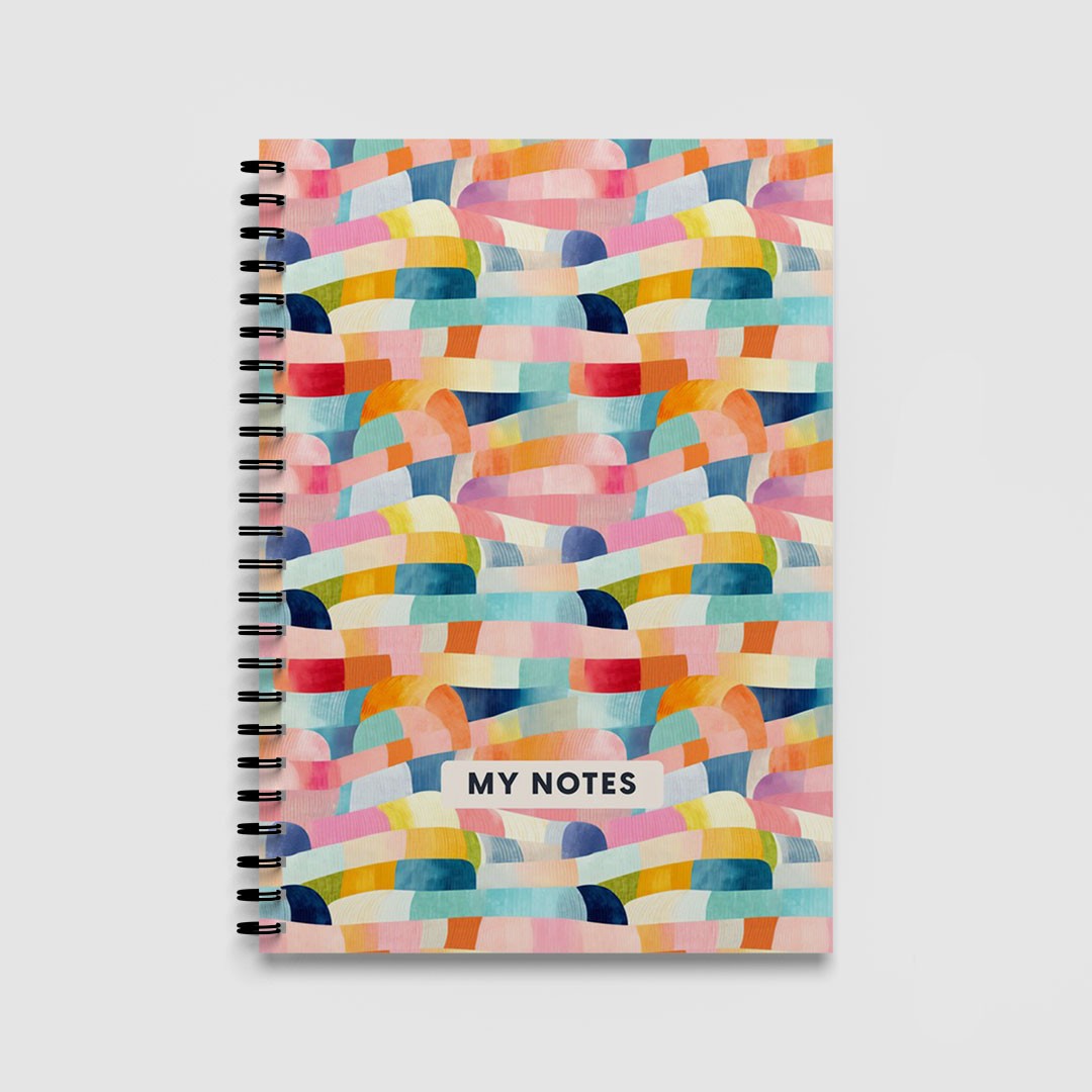 Colourful Abstract Stripes A5 Spiral Notebook, Lined Journal for Creative Writing