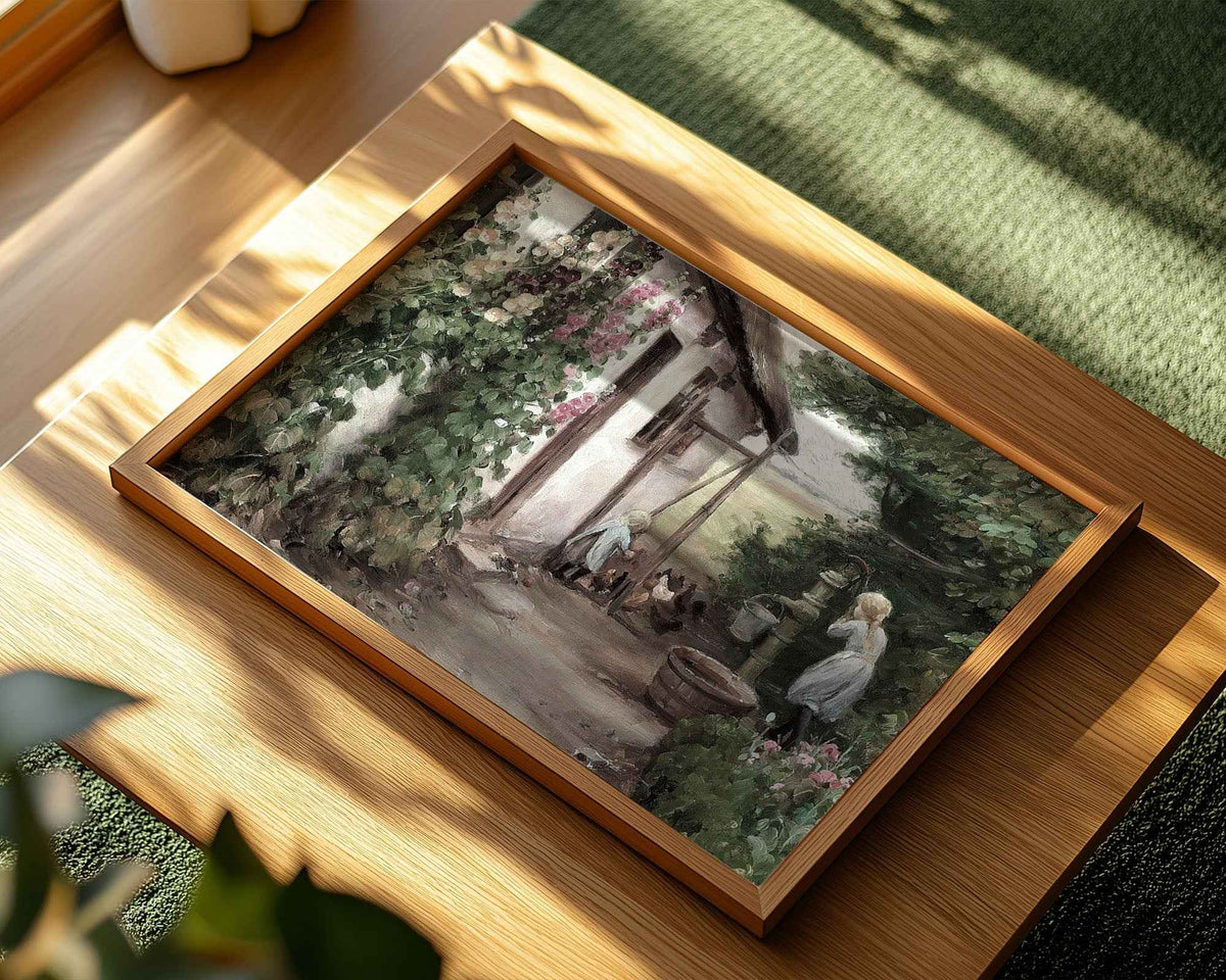 Cottage Garden with Roses Print