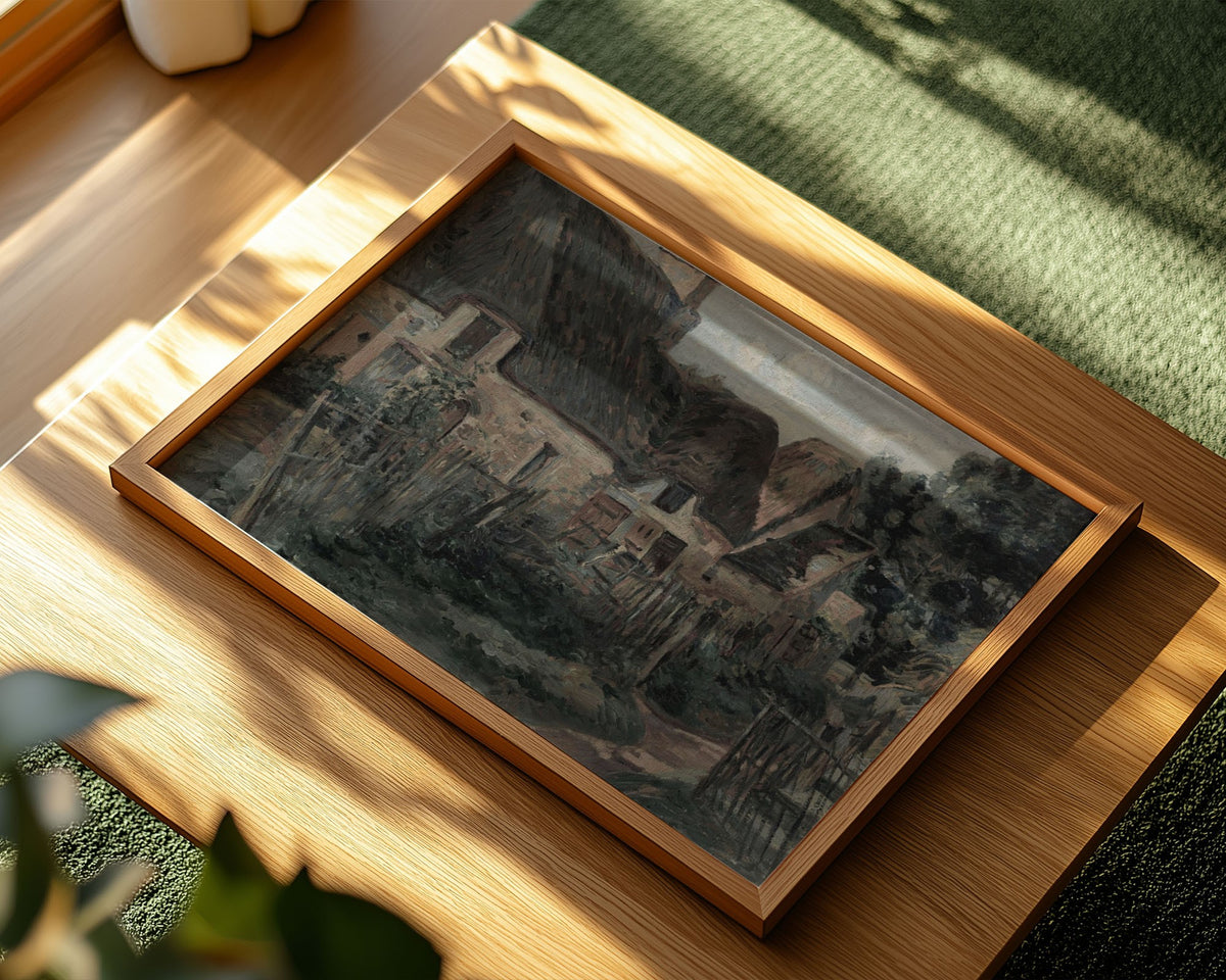 Rustic Farmyard Cottages – Rural Landscape Art Print