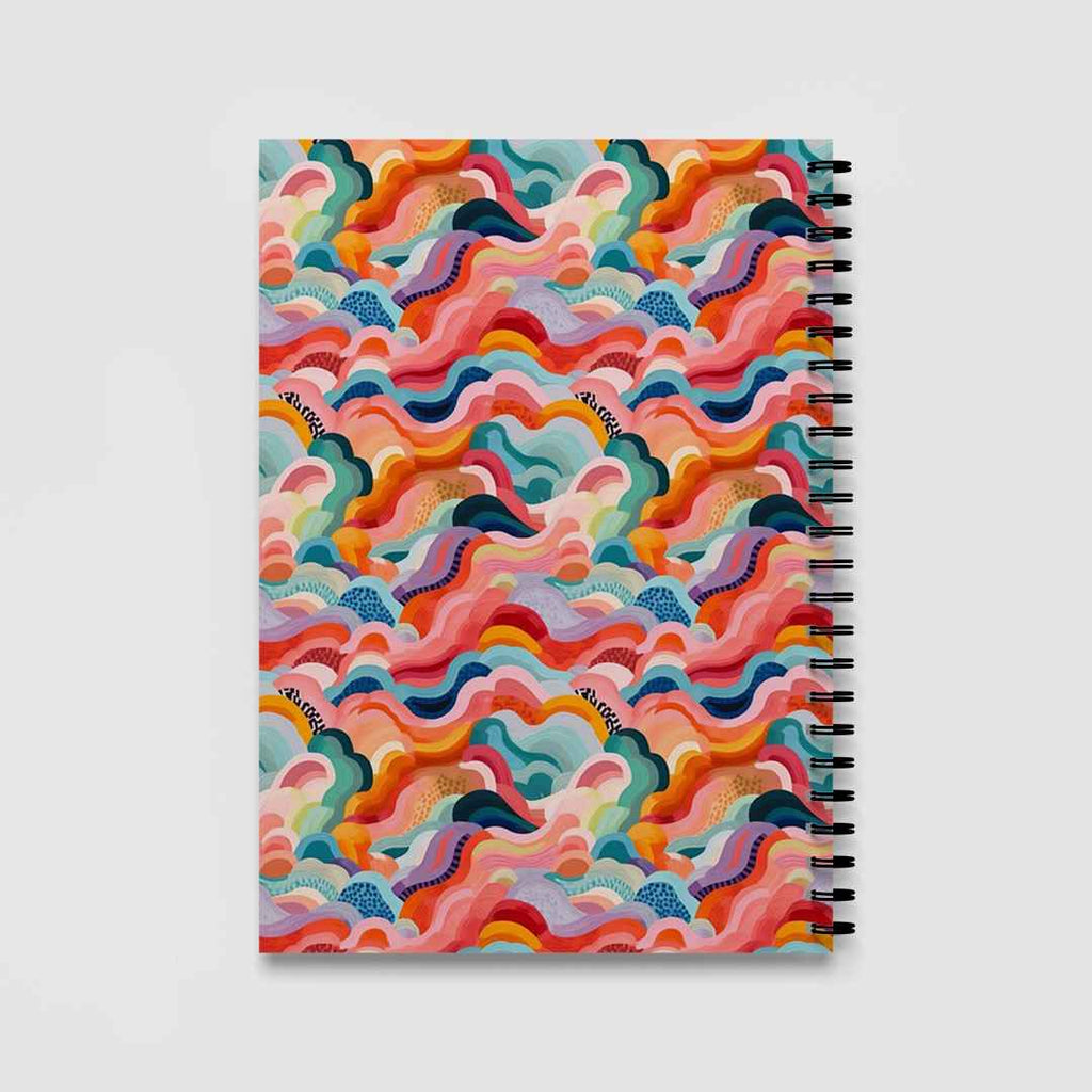 Colourful Abstract Waves A5 Spiral Notebook, Lined Journal for School and Work