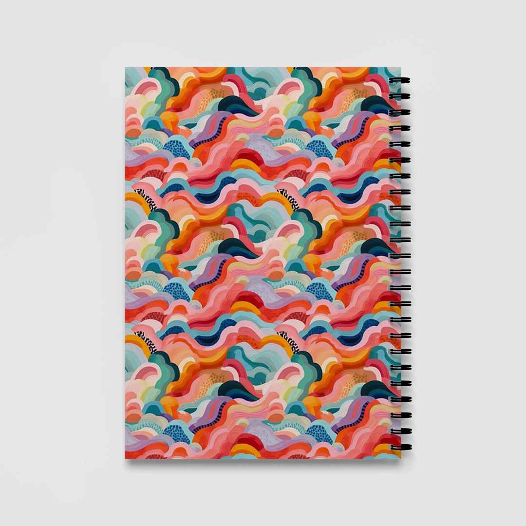 Colourful Abstract Waves A5 Spiral Notebook, Lined Journal for School and Work