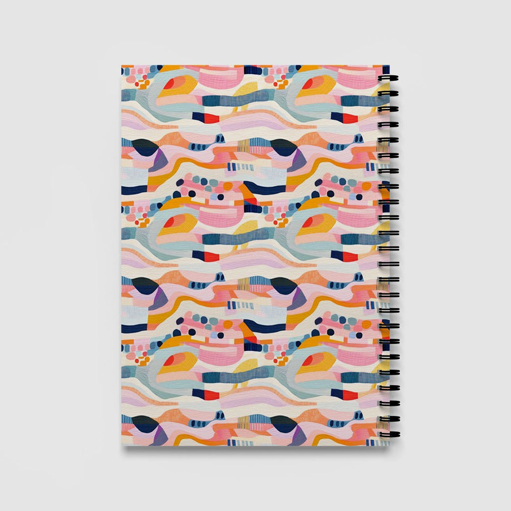 Abstract Colourful Waves Spiral Notebook A5 Lined Journal for School and Work