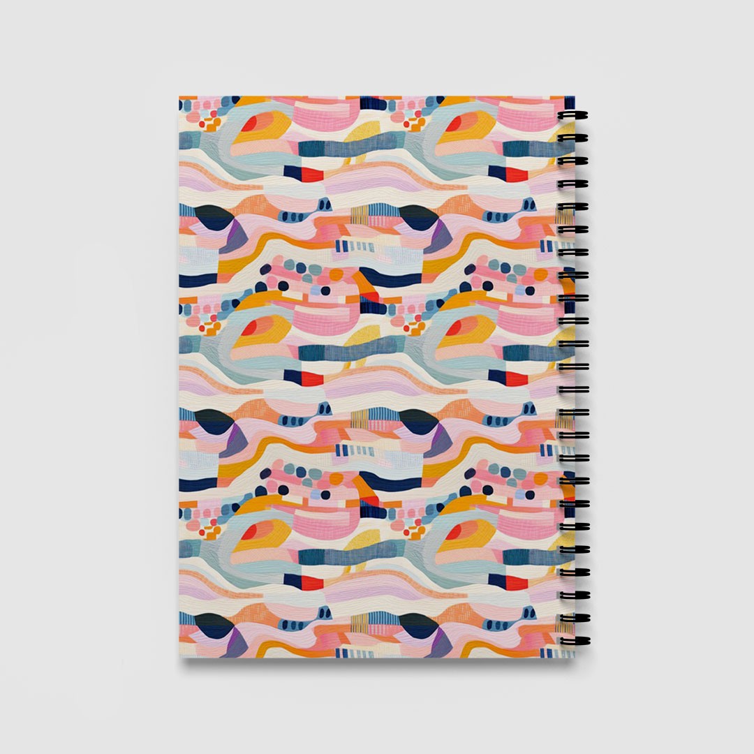 Abstract Colourful Waves Spiral Notebook A5 Lined Journal for School and Work