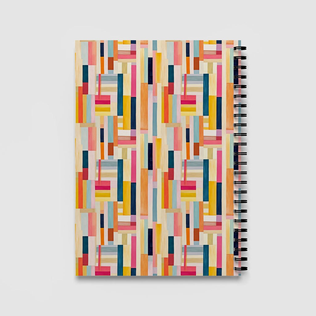 Colourful Geometric Stripes A5 Spiral Notebook, Lined Journal for School and Work