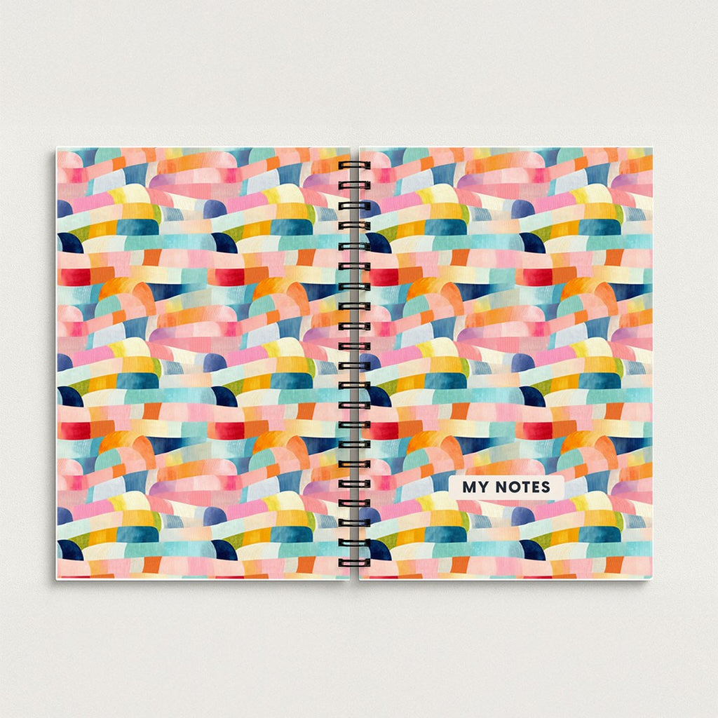 Colourful Abstract Stripes A5 Spiral Notebook, Lined Journal for Creative Writing