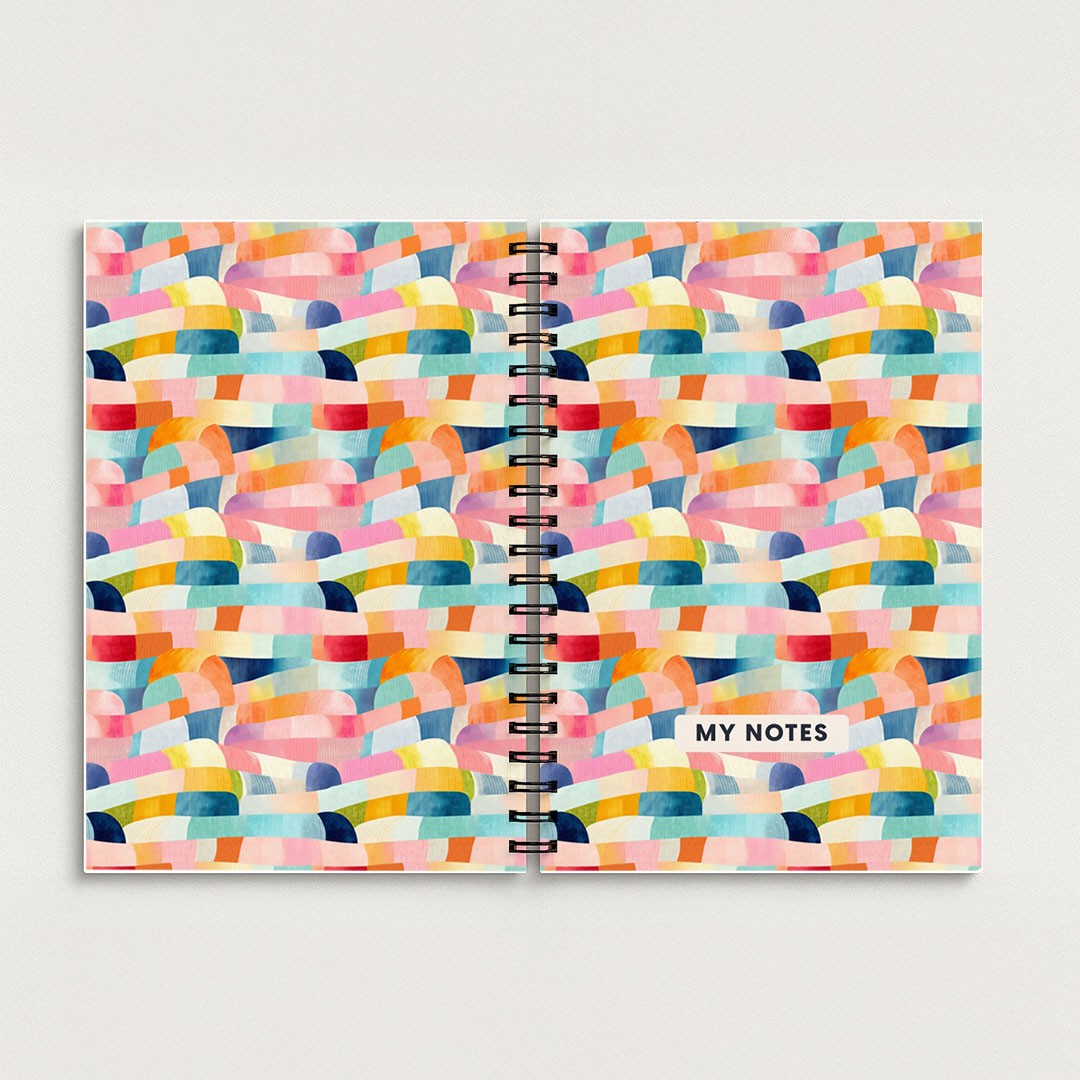 Colourful Abstract Stripes A5 Spiral Notebook, Lined Journal for Creative Writing