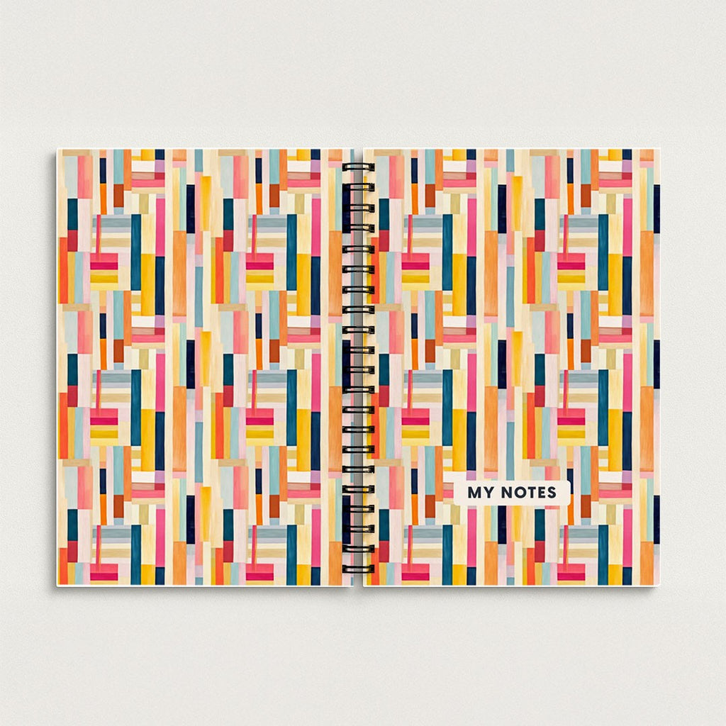 Colourful Geometric Stripes A5 Spiral Notebook, Lined Journal for School and Work