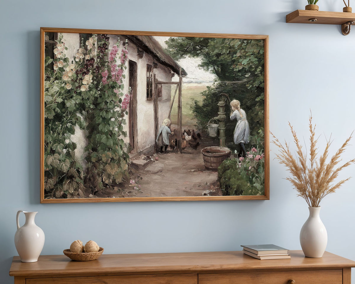 Cottage Garden with Roses Print