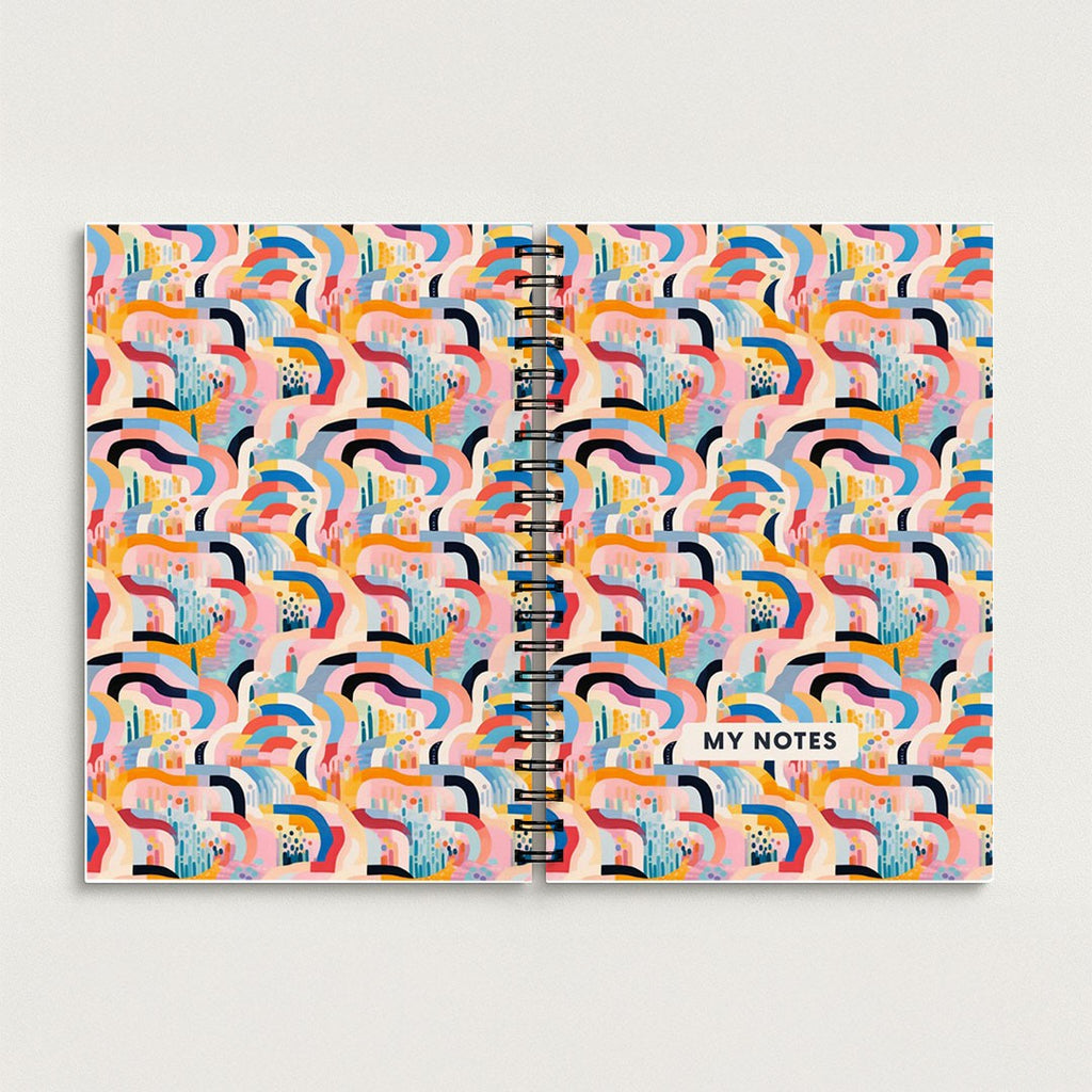 Colourful Abstract City Spiral Notebook A5 Lined Journal for Creative Writing