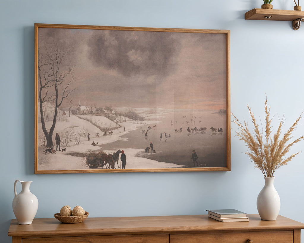 Winter Frozen River Landscape Art Print