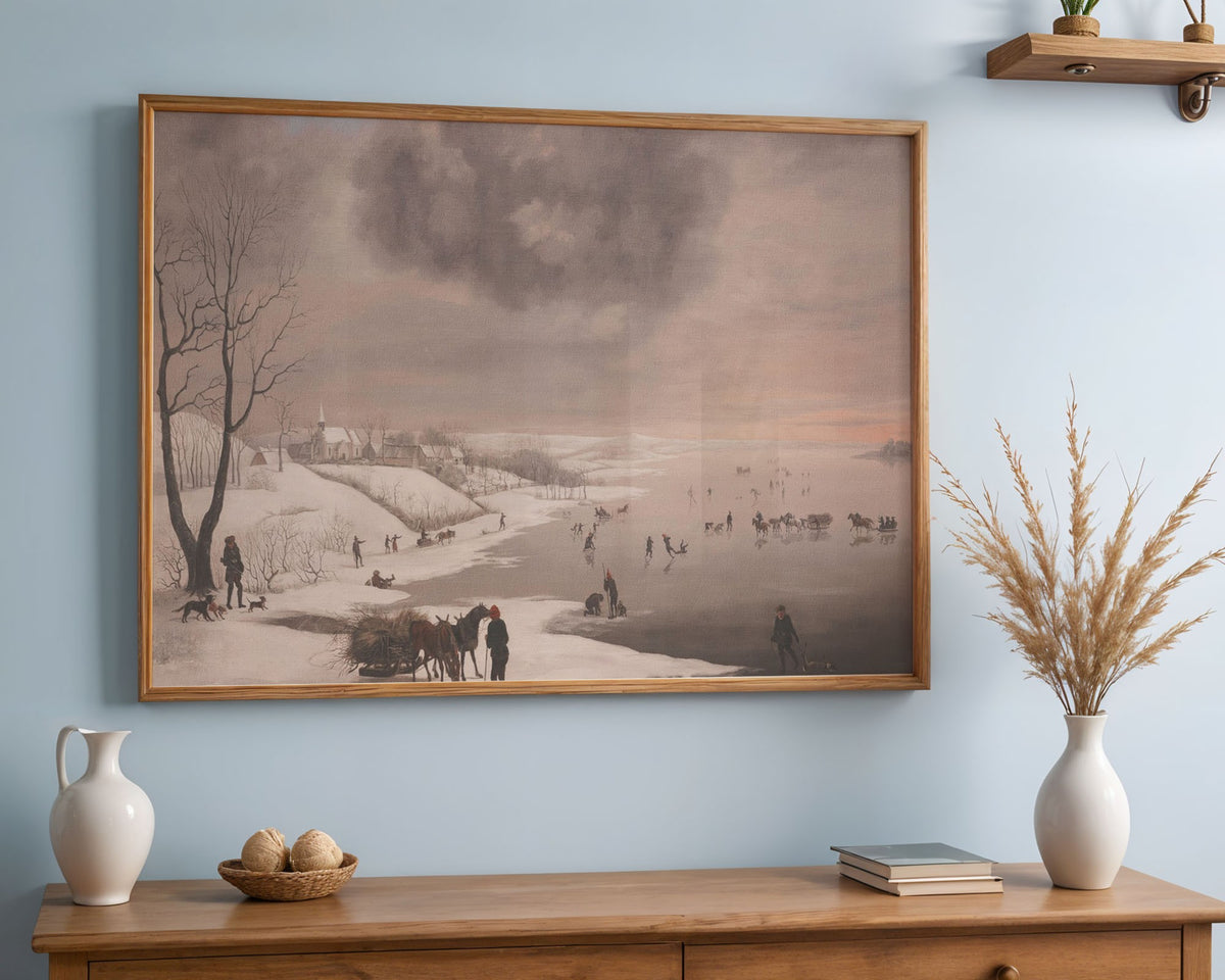 Winter Frozen River Landscape Art Print