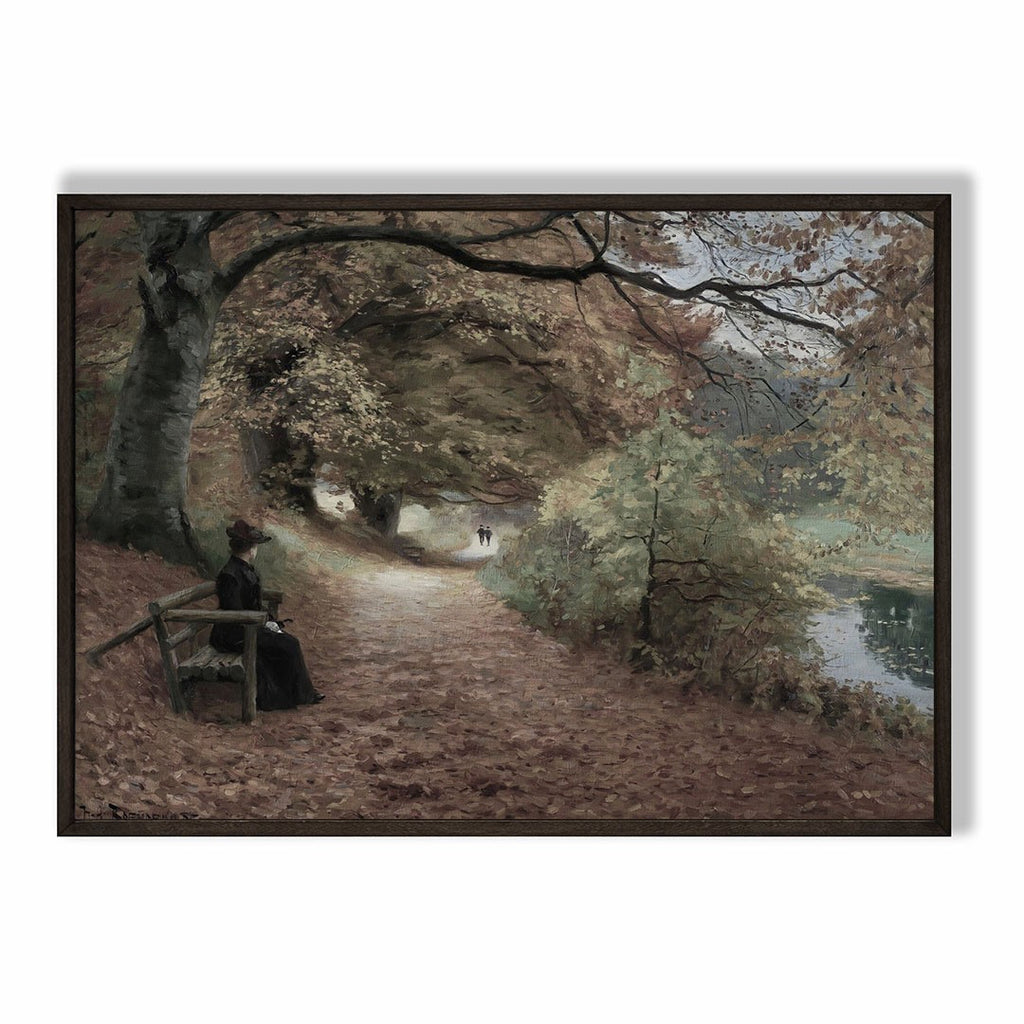 Woman by the River Path – Classic Landscape Art Print