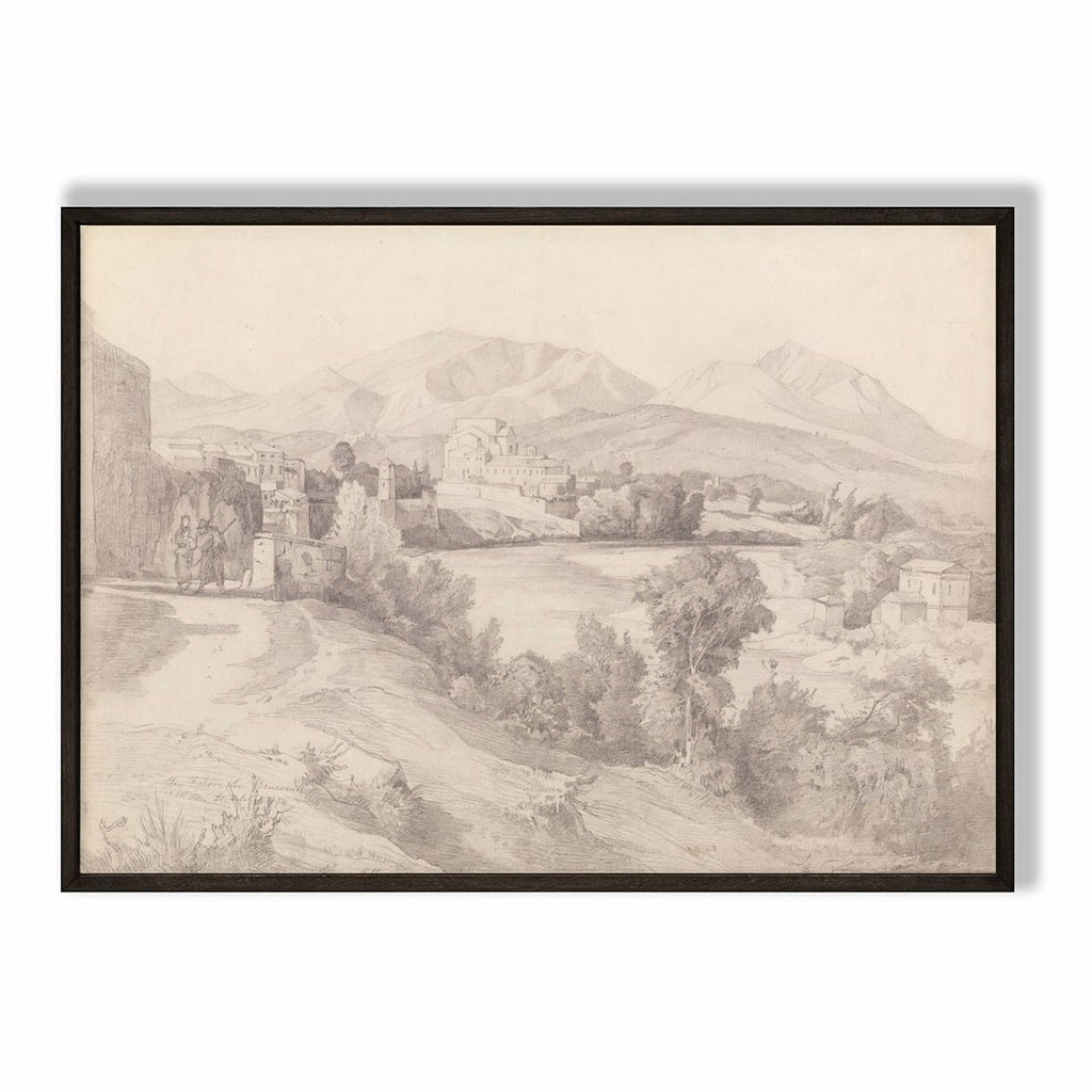 Classical Italian Landscape with River and Mountains Art Print