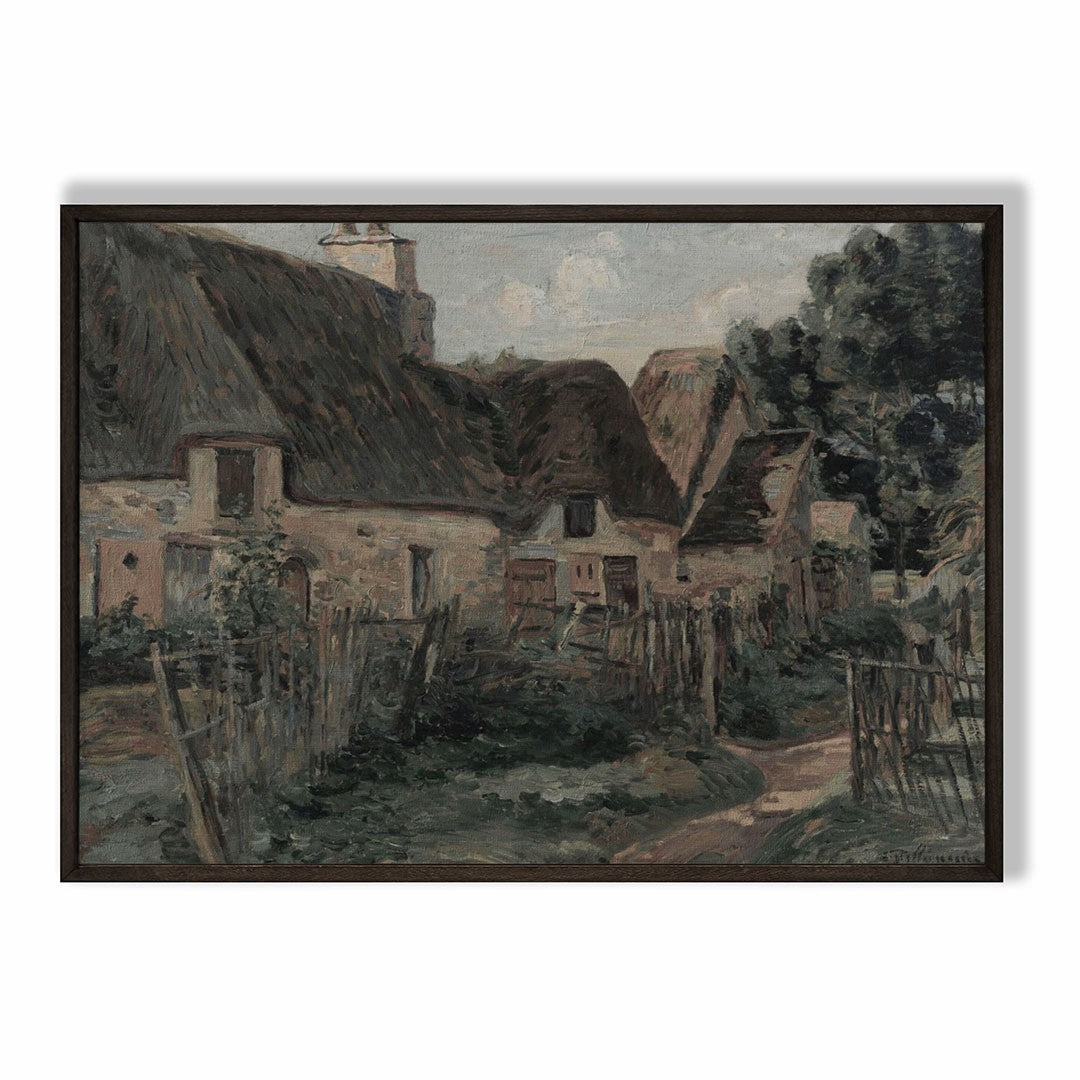 Rustic Farmyard Cottages – Rural Landscape Art Print