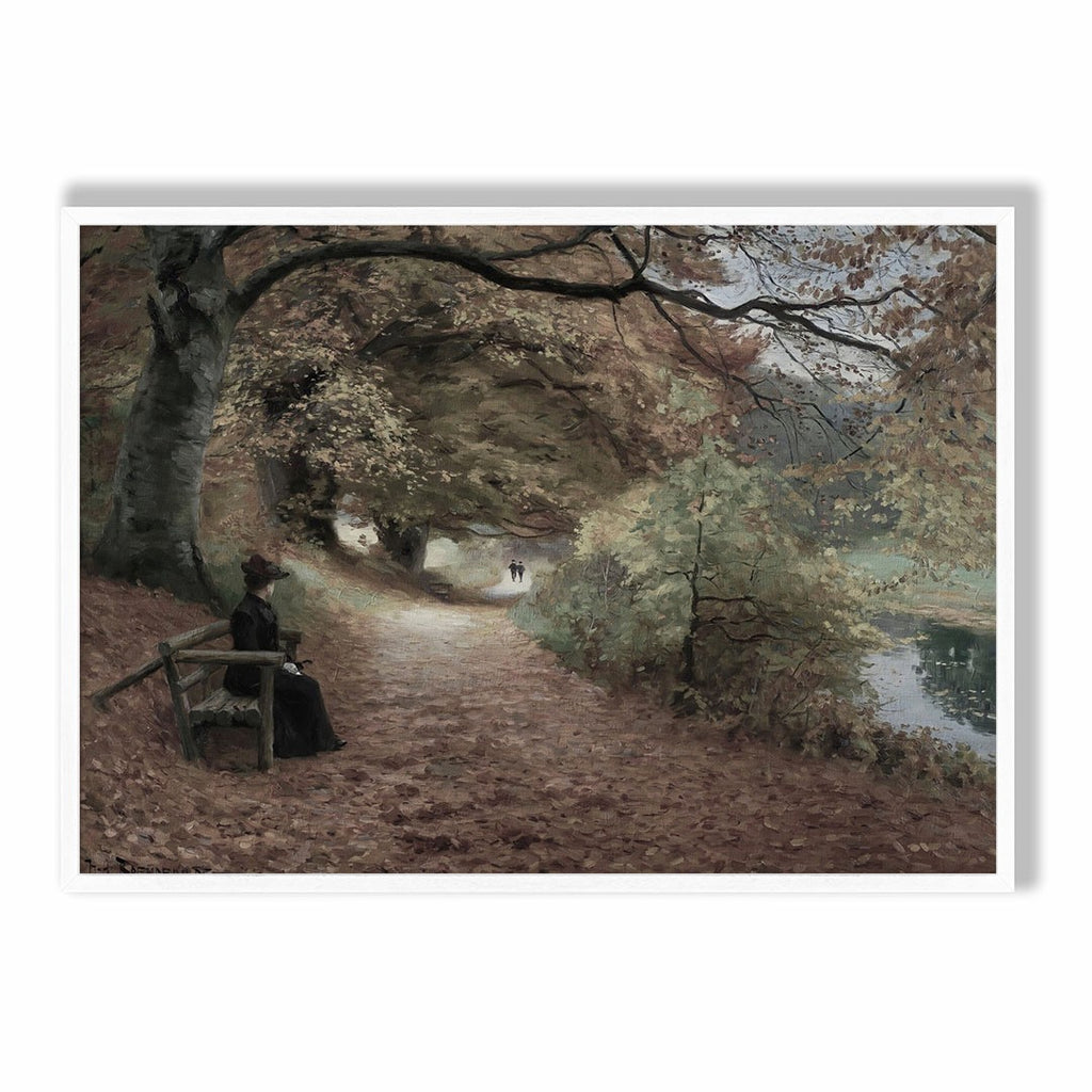 Woman by the River Path – Classic Landscape Art Print
