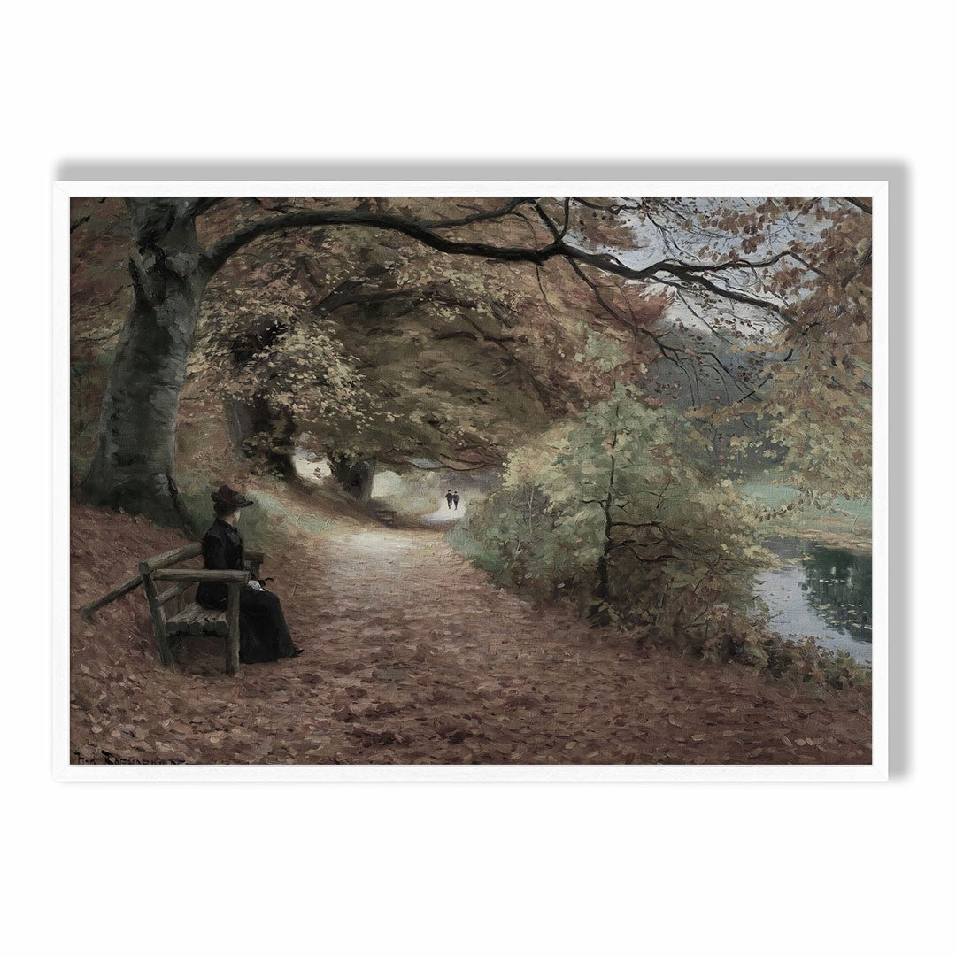 Woman by the River Path – Classic Landscape Art Print