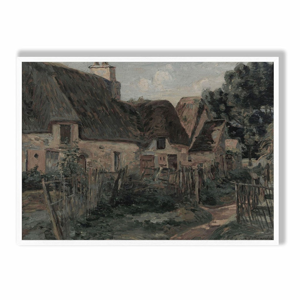 Rustic Farmyard Cottages – Rural Landscape Art Print