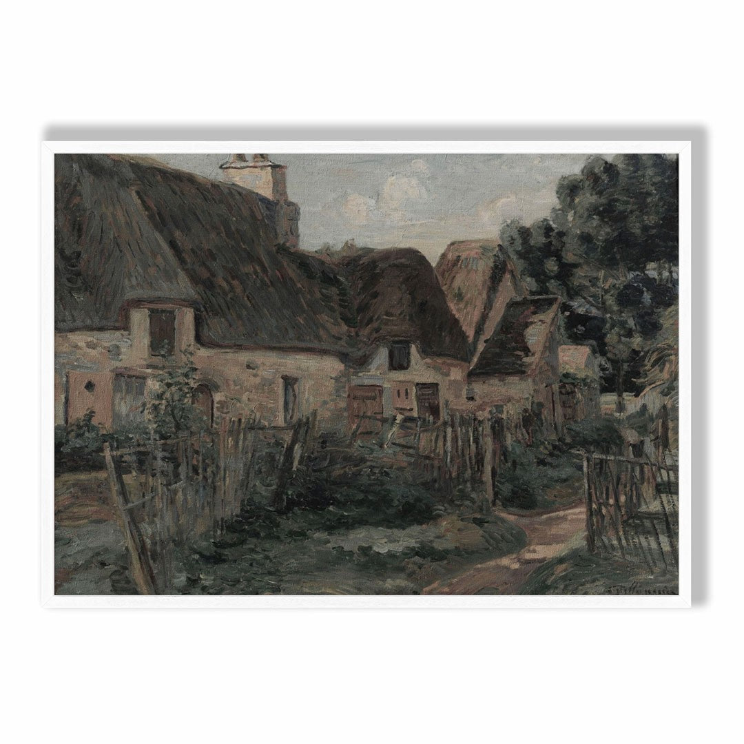 Rustic Farmyard Cottages – Rural Landscape Art Print