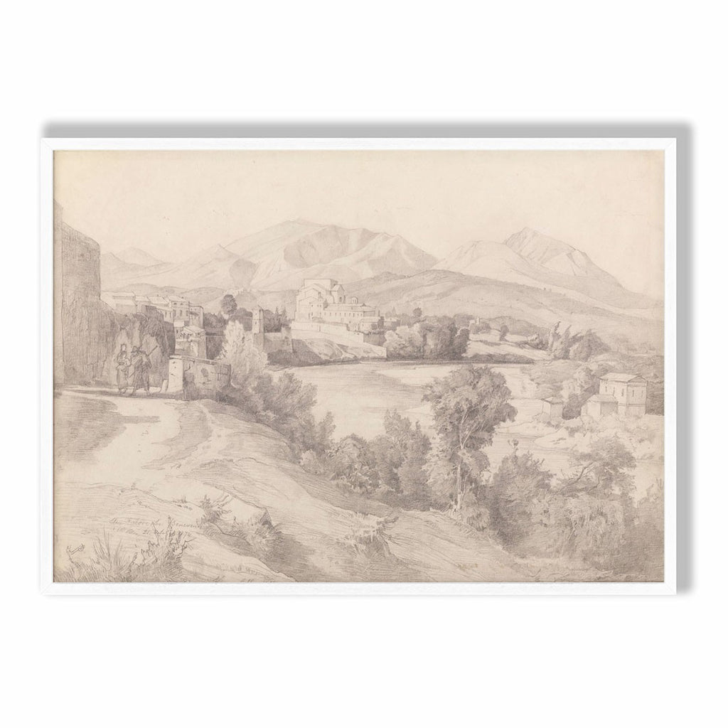 Classical Italian Landscape with River and Mountains Art Print