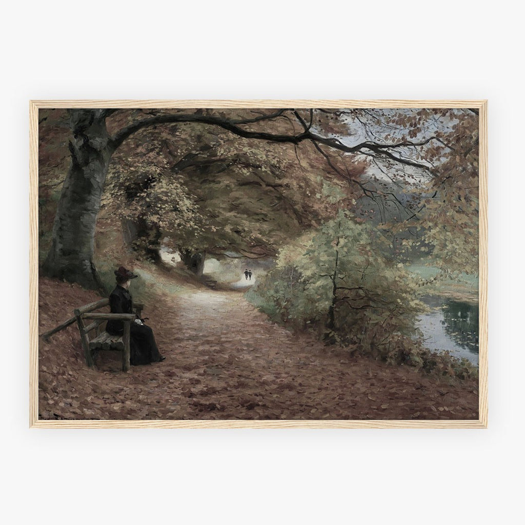 Woman by the River Path – Classic Landscape Art Print