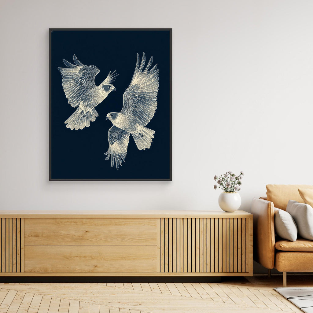 Large Framed Wall Art – Elegant Falcon Birds Canvas - Framed Pop Art