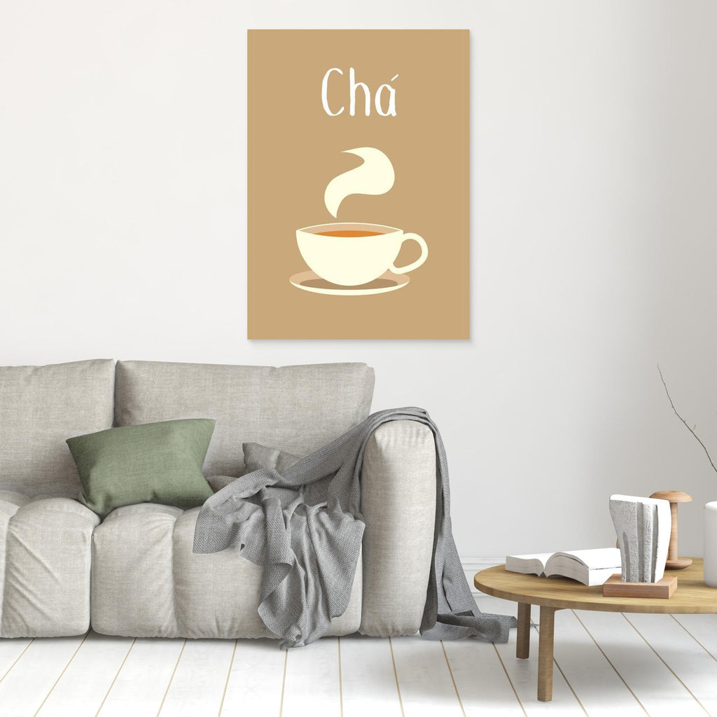 Modern "Chá" Tea Wall Art | Framed Canvas Kitchen Print - Framed Pop Art