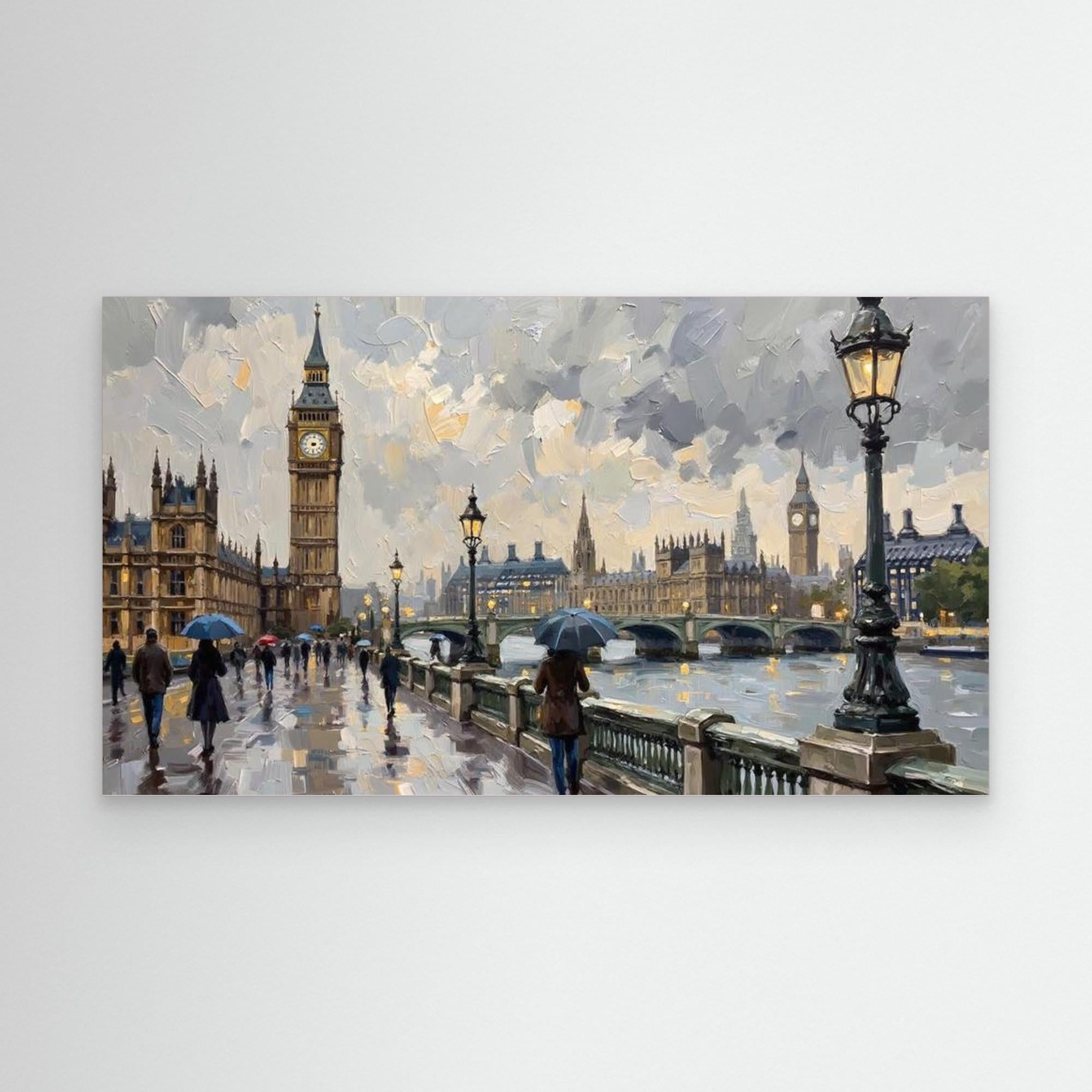 Rainy London Westminster Bridge Canvas Print