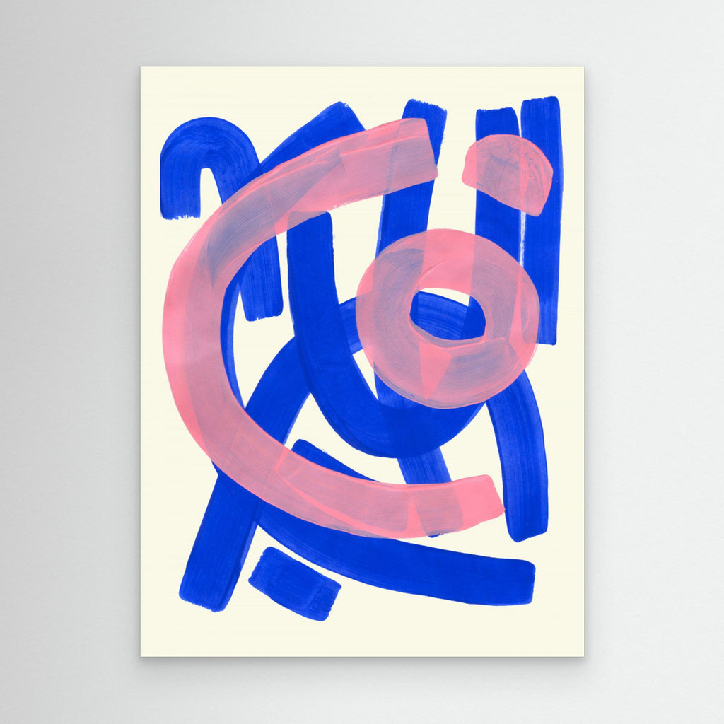 Blue & Pink Abstract Art | Modern Playful Nursery Wall Art - Framed Pop Art