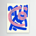 Blue & Pink Abstract Art | Modern Playful Nursery Wall Art - Framed Pop Art