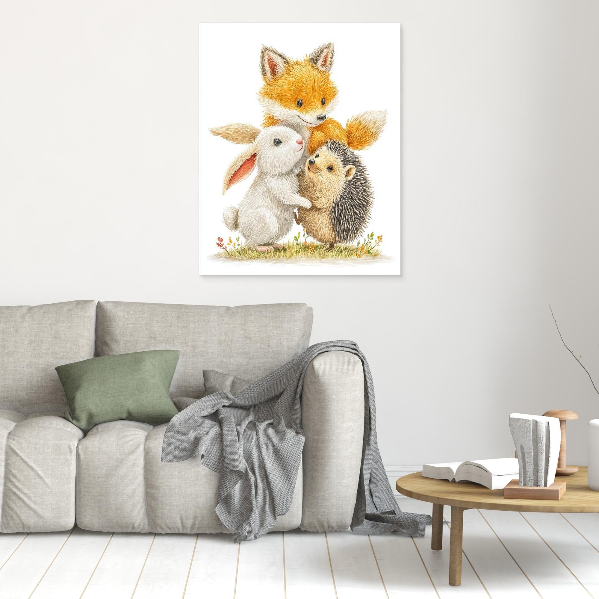 Cute Forest Friends Nursery Wall Art | Woodland Animals - Framed Pop Art
