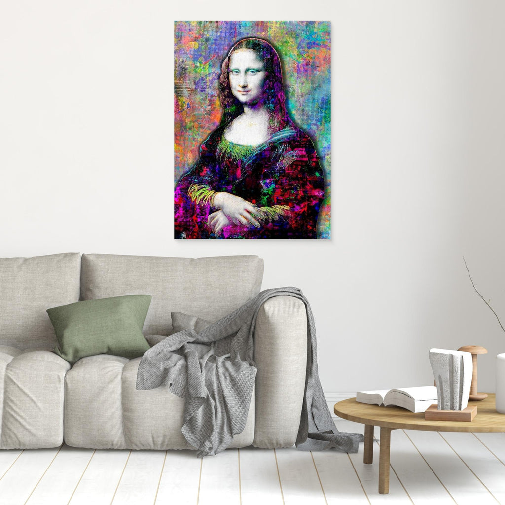 Mona Lisa Pop Art Canvas - Modern Graffiti Wall Decor - Framed Pop Art