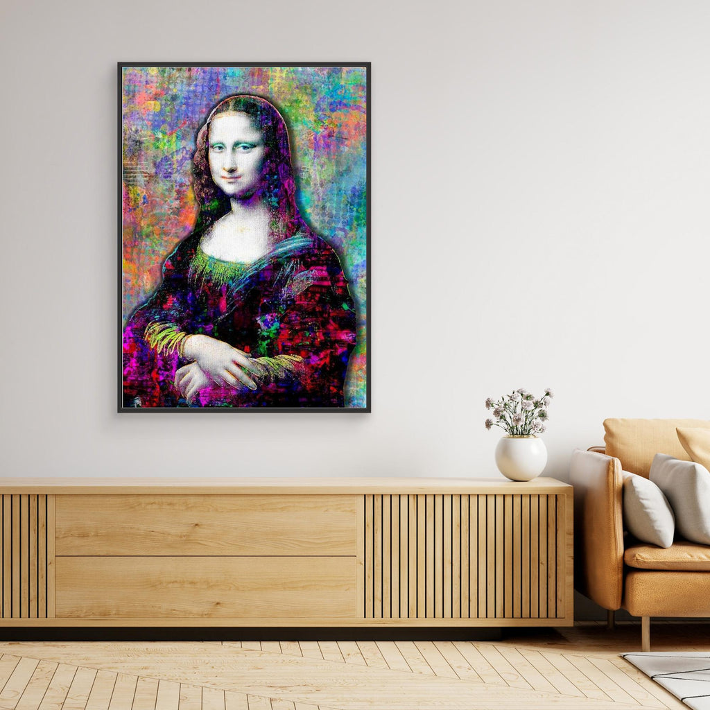 Mona Lisa Pop Art Canvas - Modern Graffiti Wall Decor - Framed Pop Art