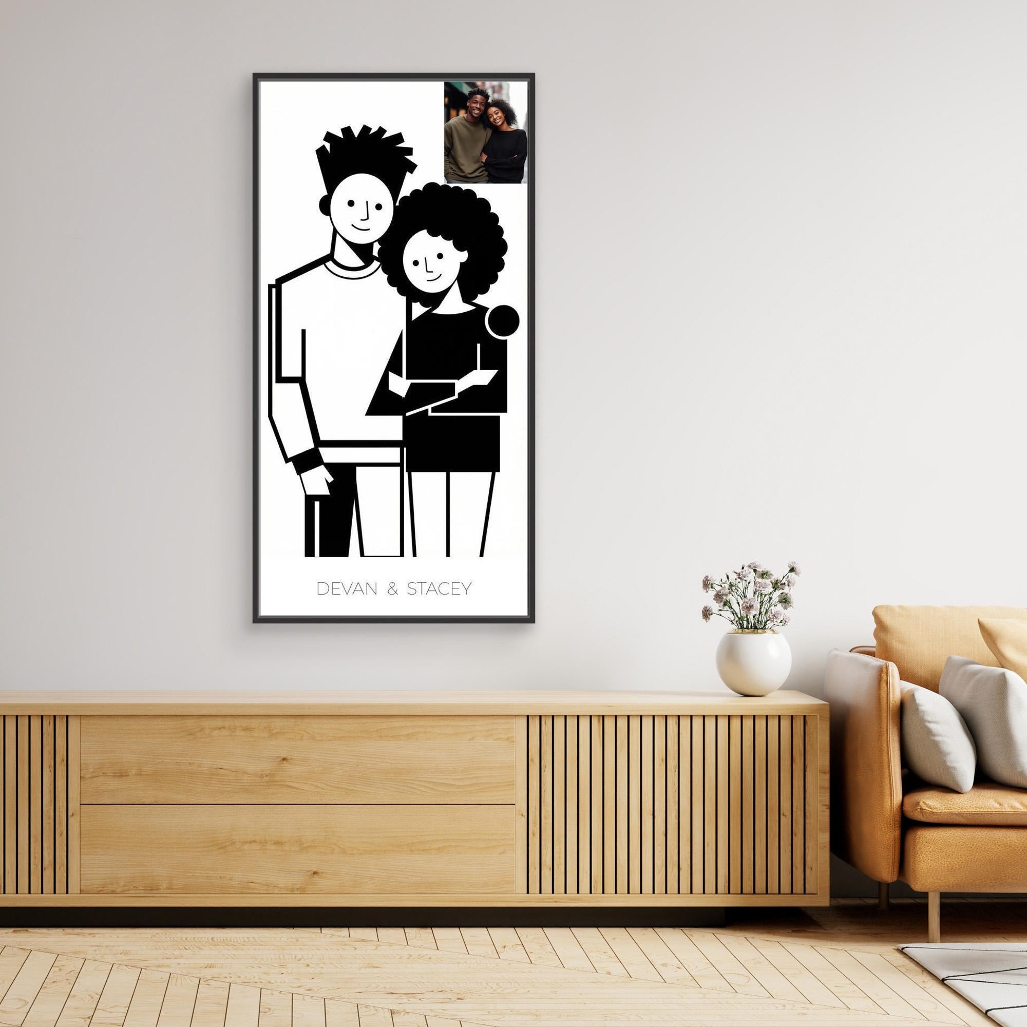 Personalised Couple Portrait Canvas for Bedroom Decor