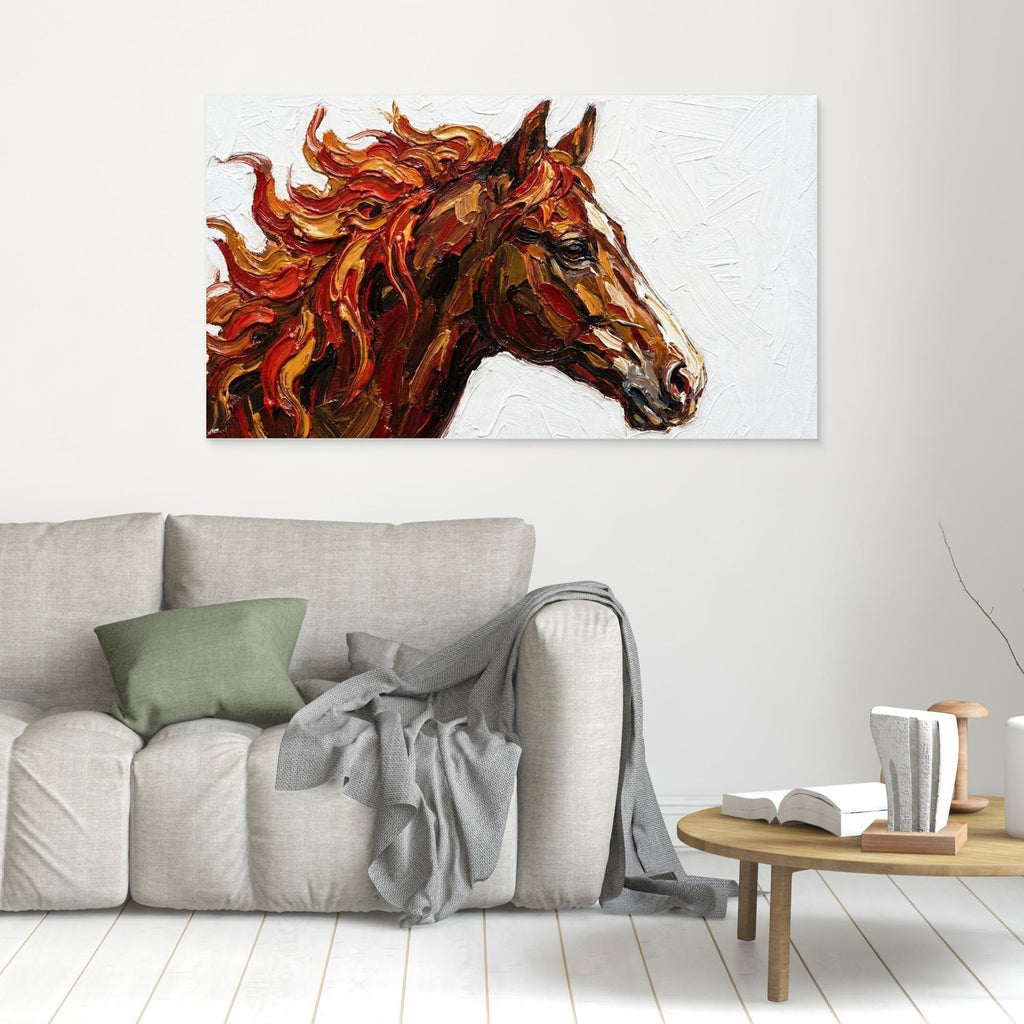Fire Horse Canvas Print for Modern Living Room Decor - Framed Pop Art