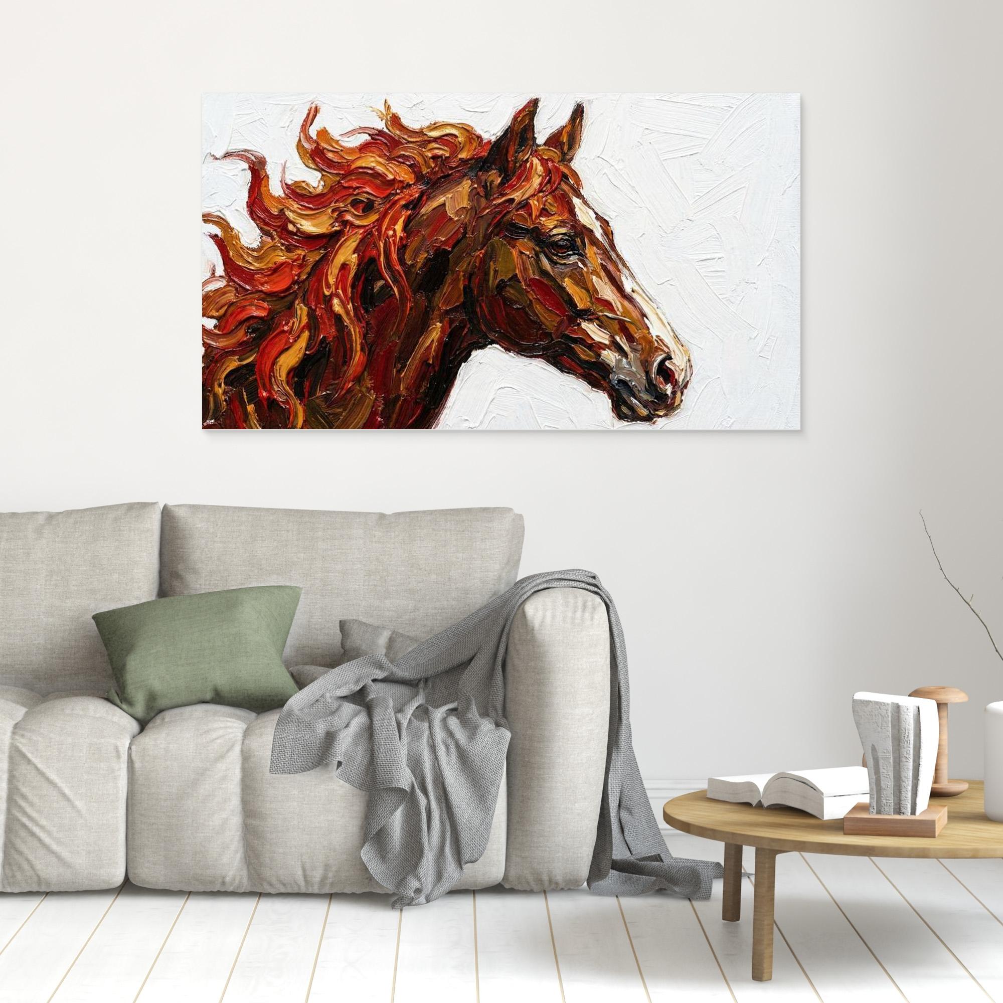 Fire Horse Canvas Print for Modern Living Room Decor - Framed Pop Art