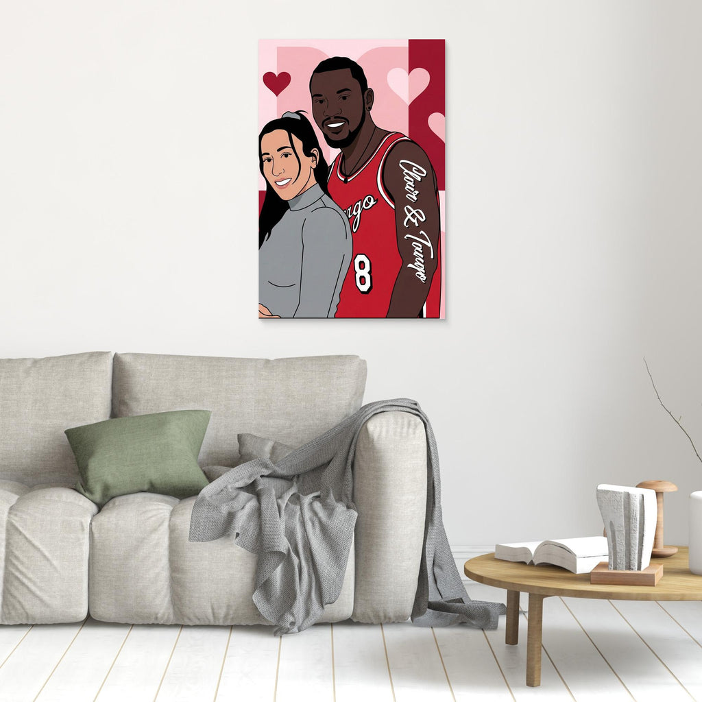 Custom Couple Pop Art | Personalised Graphic Portrait Canvas