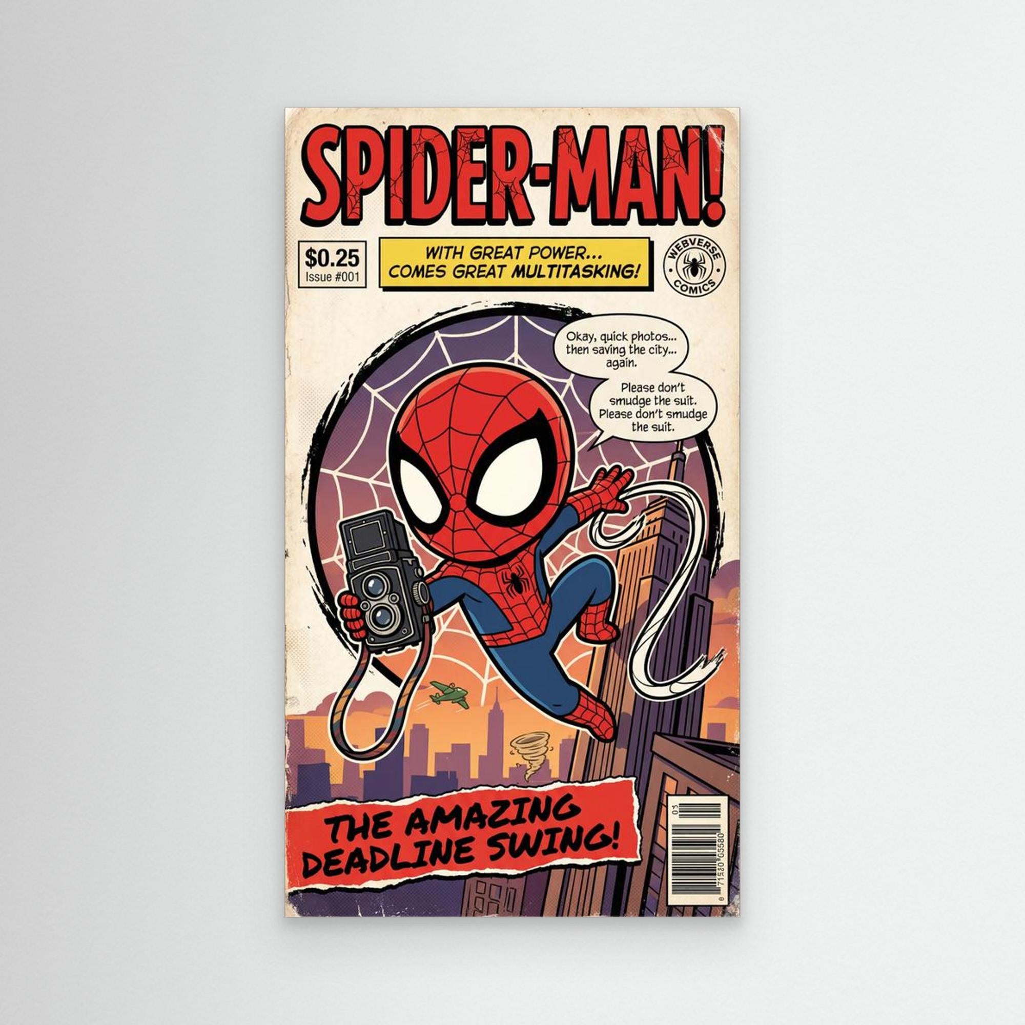 Spider-Man Deadline Swing Comic Art | Chibi Canvas Print