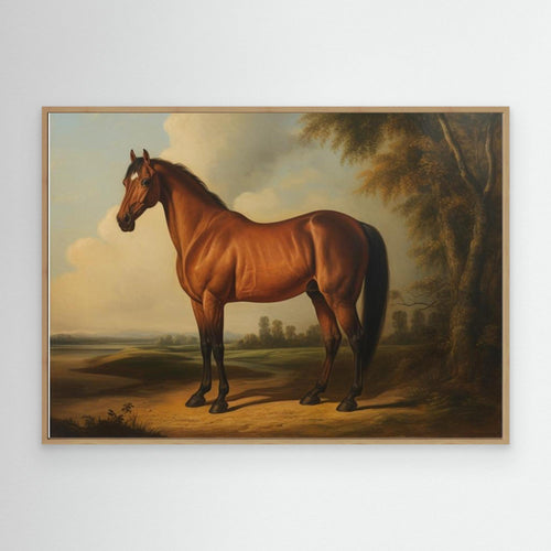 Antique Horse Oil Painting | Traditional Study & Office Decor - Framed Pop Art