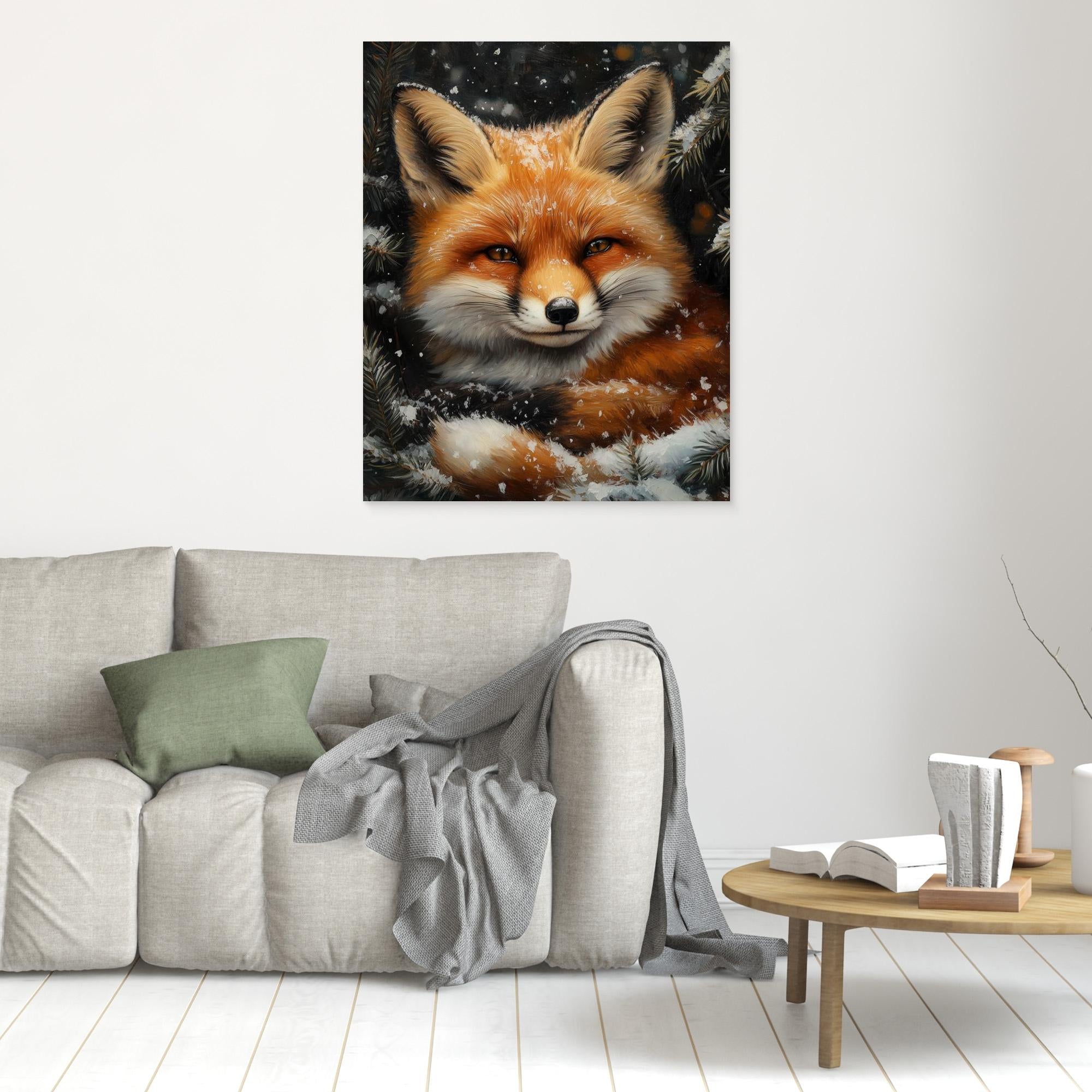Snowy Red Fox Winter Woodland Art – Nursery & Kids Decor - Framed Pop Art