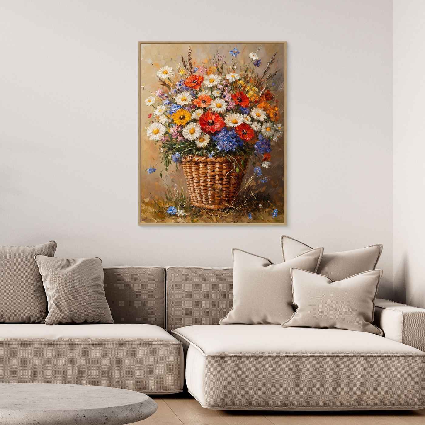 Wildflower Canvas Wall Art | Floral Basket Decor | Nursery Art
