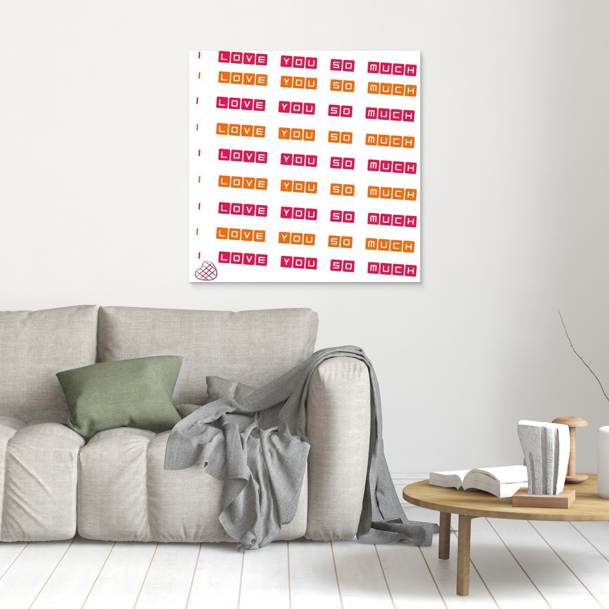 I Love You So Much Wall Art | Retro Pink & Orange Canvas - Framed Pop Art