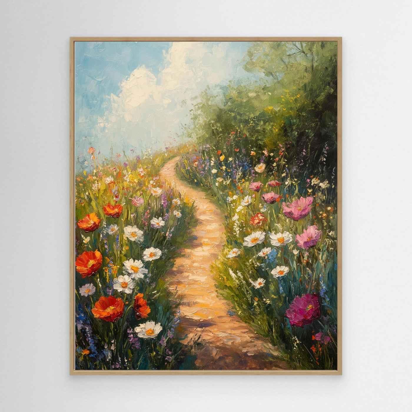 Colorful Wildflower Path Canvas Art | Impressionist Nursery Decor