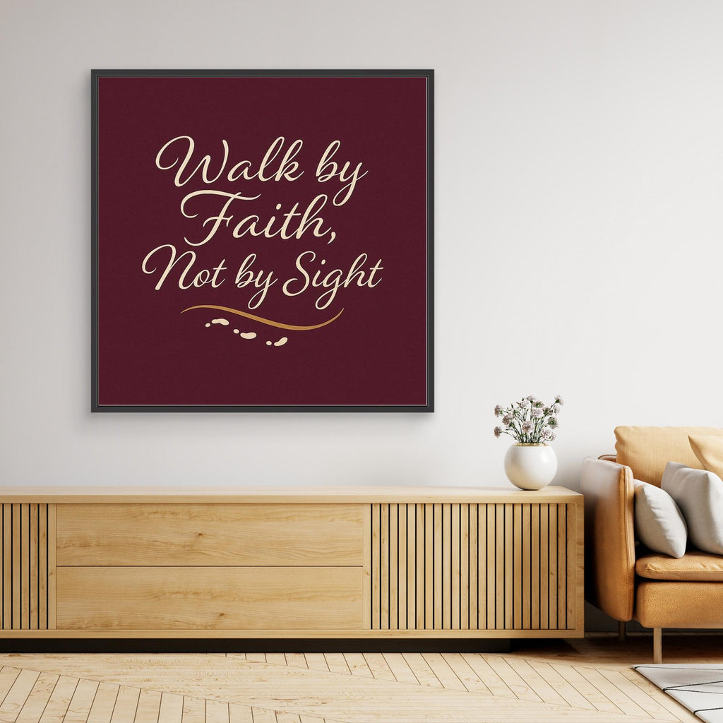 Walk by Faith Wall Art | Christian Bedroom Decor Quote - Framed Pop Art